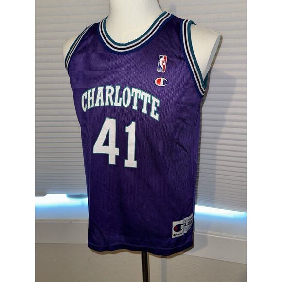 Vtg Purple Champion Charlotte Hornets Glen Rice Jersey XL 18-20 - Picture 1 of 4